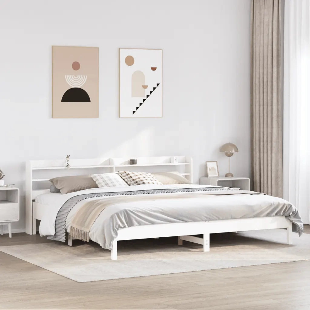 Letto senza Materasso-Struttura Letto Bianco 180x200 cm Legno Massello di Pino 652747
