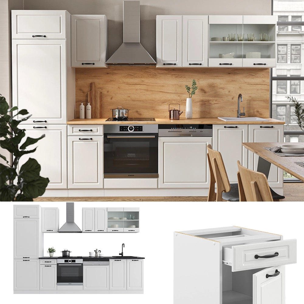 Vicco Cucina componibile Casa di campagna bianca/bianco 300 cm , PL Antracite