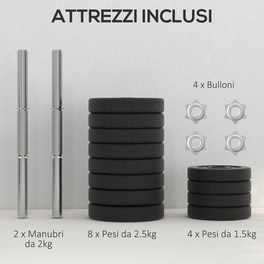 Set Pesi Manubri 30 kg ¨C zephmum ¨C Nero 43x18x7.5 cm