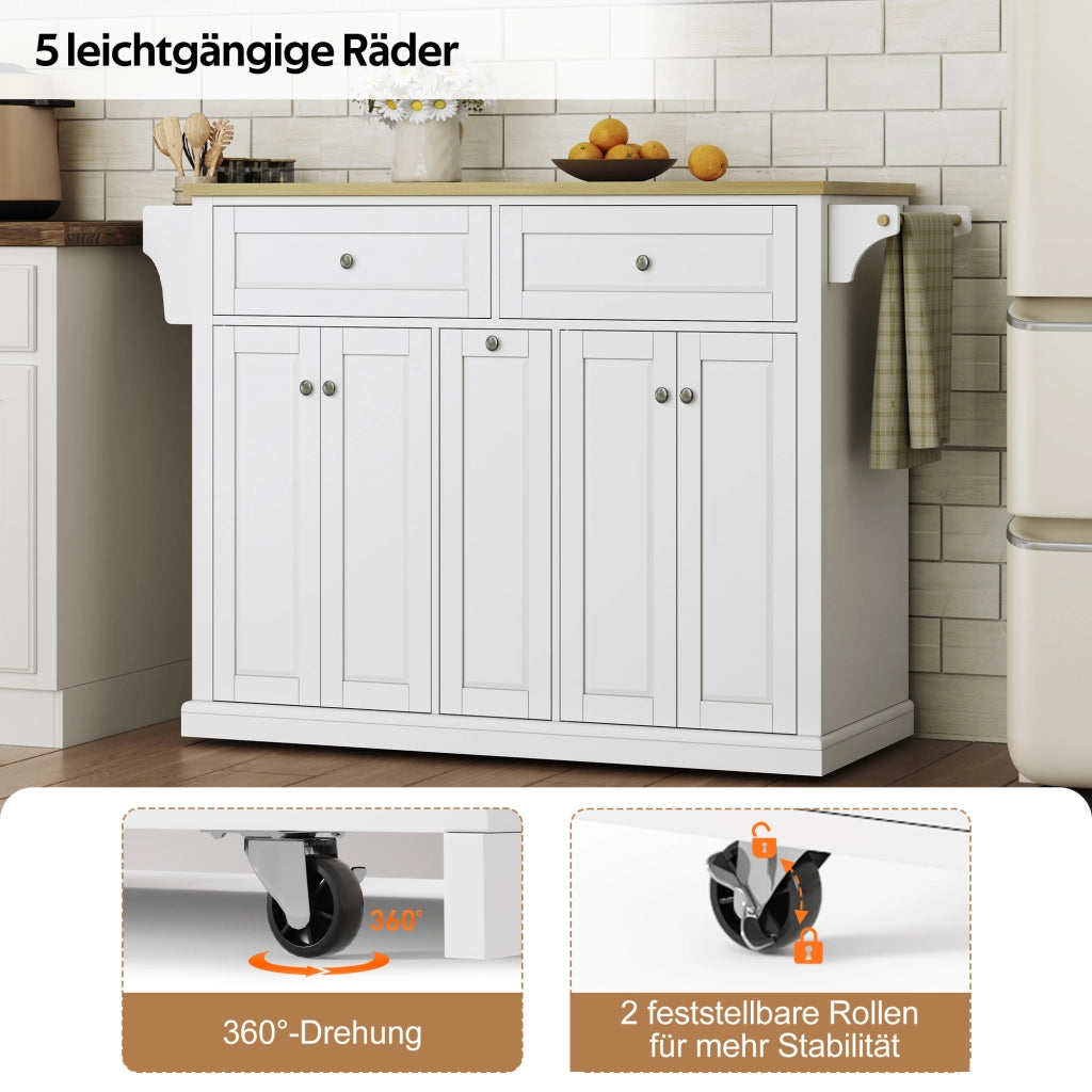 ISOLA DA CUCINA con piano ribaltabile 121 x 69 x 89 cm MDF Naturale/Bianco