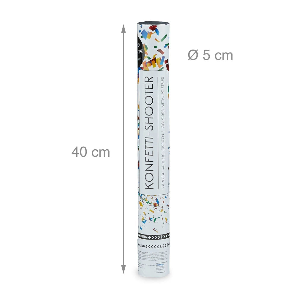 Sparacoriandoli per uso festivo 40 x 5 x 5 cm gittata 6-8 metri atmosfera festosa in metallo multicolore 13_0003482