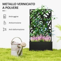 Fioriera Rialzata con Spalliera Decorativa per Rampicanti da Terra e Parete, 61x23x113 cm, Nero