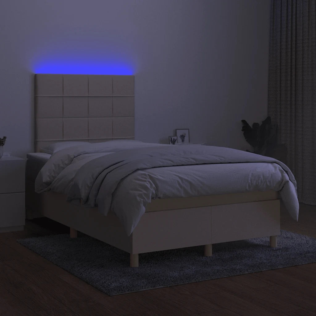 Letto a Molle con Materasso e LED Crema 120x190 cm in Tessuto 3270251