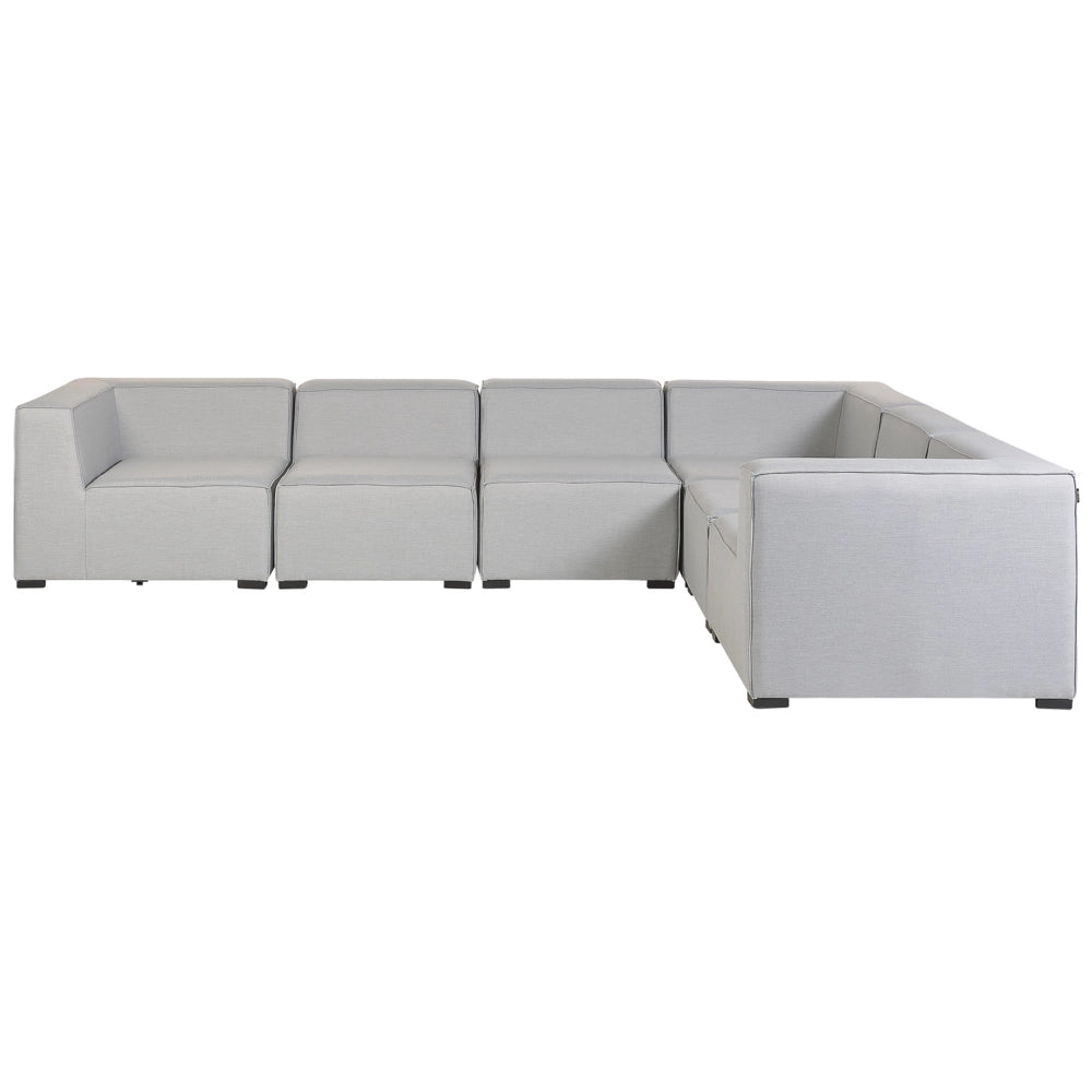 Set divano ad angolo per interni ed esterni con rivestimento in tessuto grigio a 7 posti con divano da giardino ottomana sinistro