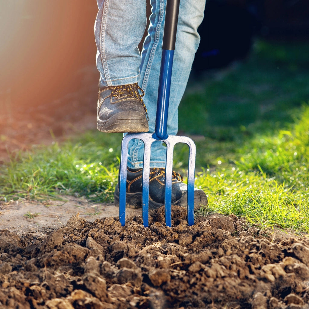 Forca KADAX per scavare terra e compost, 4 denti, in metallo massiccio, 130 cm