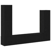 Set mobile TV 6 pz | Armadietto TV | Mobile Porta TV Rovere Nero Legno multistrato