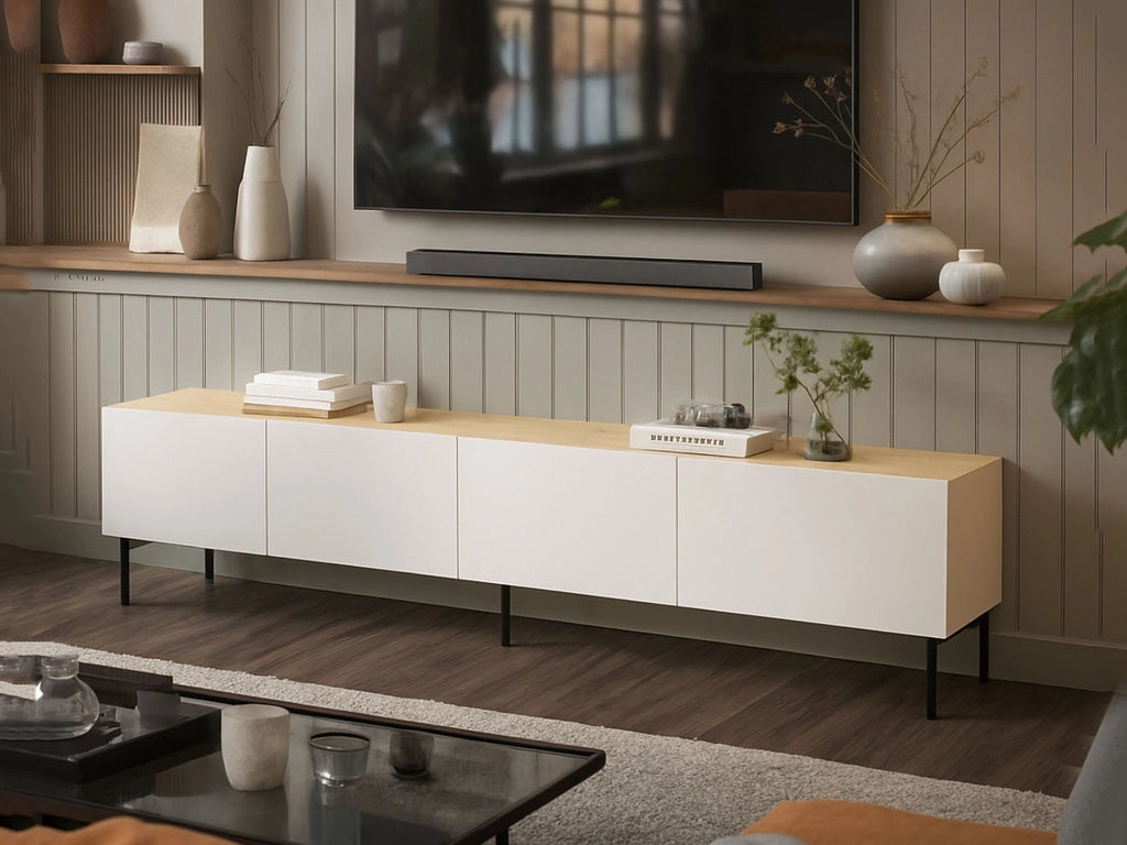 Scopa, Mobile Porta tv un Ripiano, 200x40x52h cm Beige