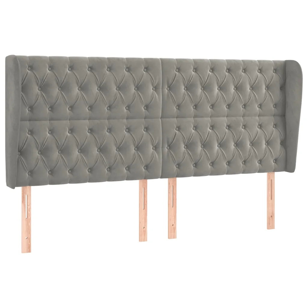 Testiera ad Orecchio Grigio Chiaro 183x23x118/128 cm in Vellutocod mxl 97693
