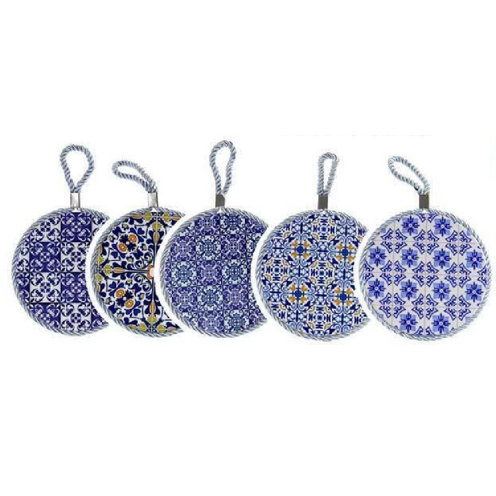 Trade Shop - Quadro Quadretto Piastrella Ornamentale In Ceramica Tondo 16 Cm 6 Decori 730689 -