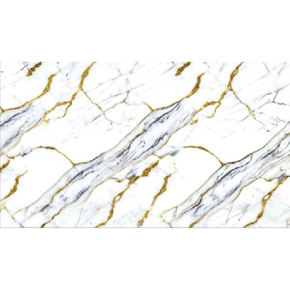 Trade Shop - Pannello Adesivo Effetto Marmo Bianco Venato Oro Blu 120x300cm Pareti Paraschizzi Stanza -