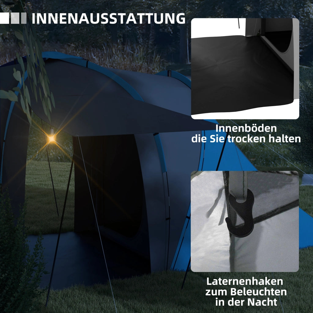Tenda da campeggio tunnel 2000mm ¨C zephmum ¨C 4-6 persone 2 camere grigio blu