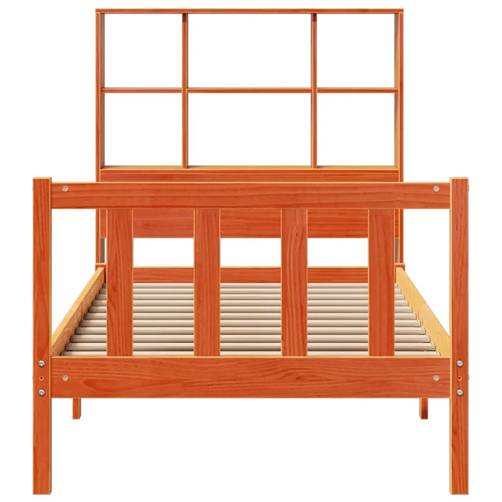 Letto Libreria senza Materasso Marrone Cera 75x190 cm in Pino 3321714