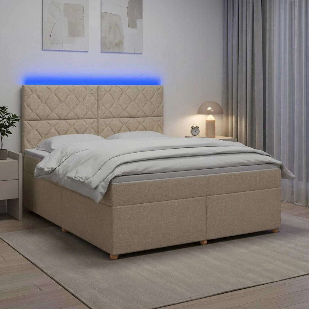 Letto box spring con materasso Crema 160 x 200 cm Tessuto 3455397