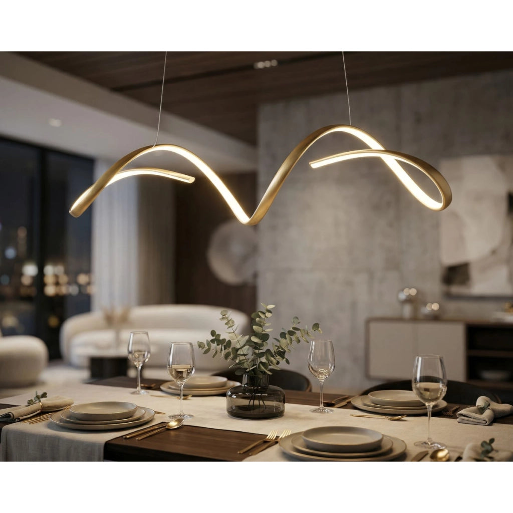Lampadario LED Uter in oro con sistema a tre temperature