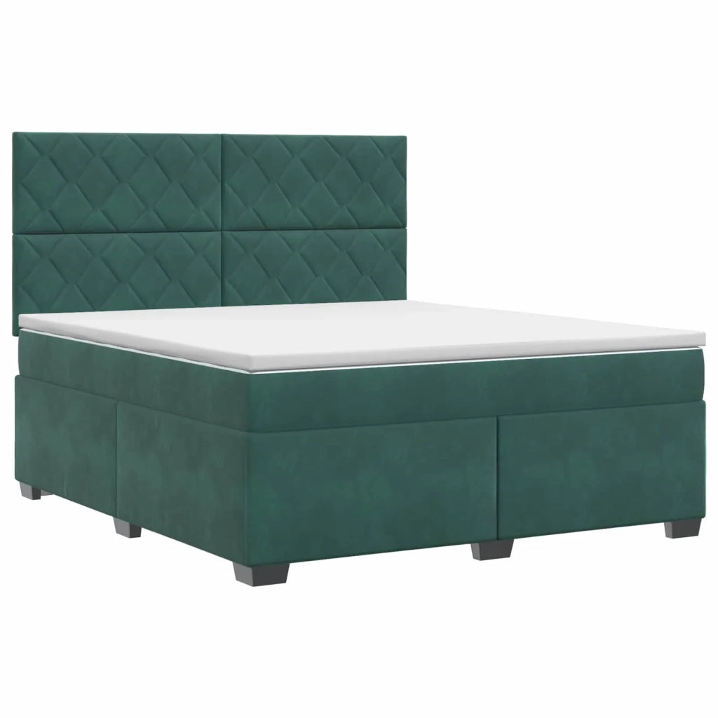 Letto box spring con materasso Verde Scuro 160 x 200 cm Velluto 3453683