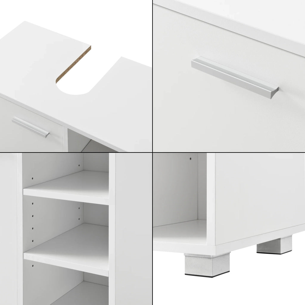 Mobiletto sottolavabo di design mobiletto portaoggetti per il bagno con 3 ripiani pannello di particelle rivestito in melaminico 56 x 60 x 31 cm bianco 03_0005856