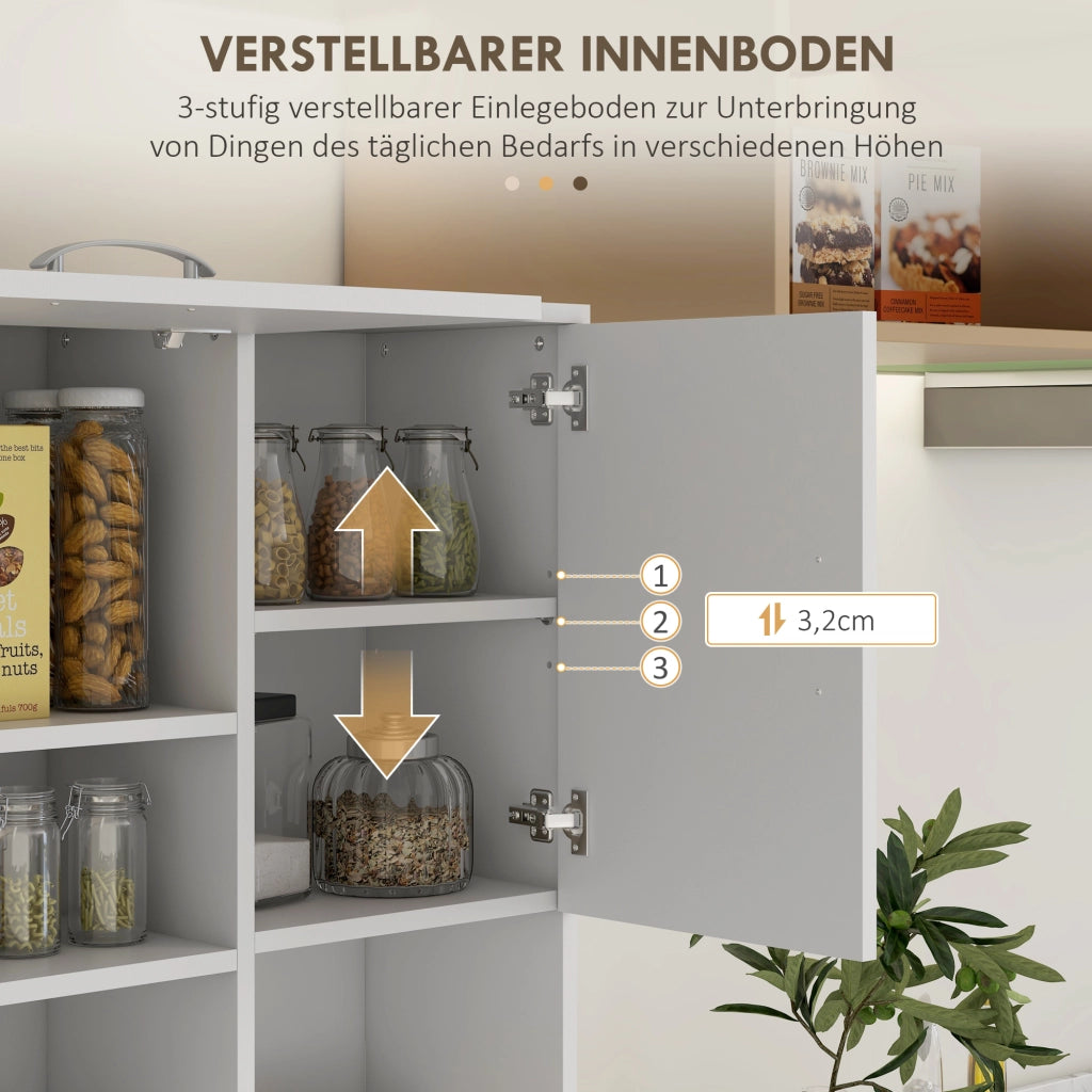 Mobile Cucina con 3 Cassetti e 3 Ripiani ¨C Zephmum ¨C Bianco 89x39.5x168cm