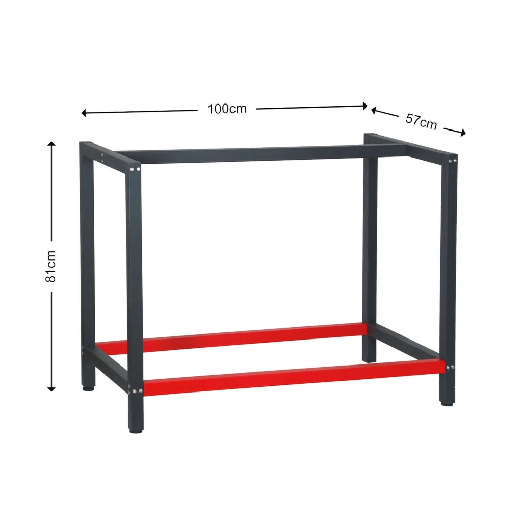 Gamba per banco da lavoro da 100 cm acciaio rosso antracite supporto per scrivania imballaggio per officina 16_0002507