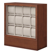 Scatola porta orologi da 12 scomparti espositore per orologi con finestra impiallacciatura effetto legno fodera in velluto conservazione verticale salvaspazio regalo marrone 12_0004366
