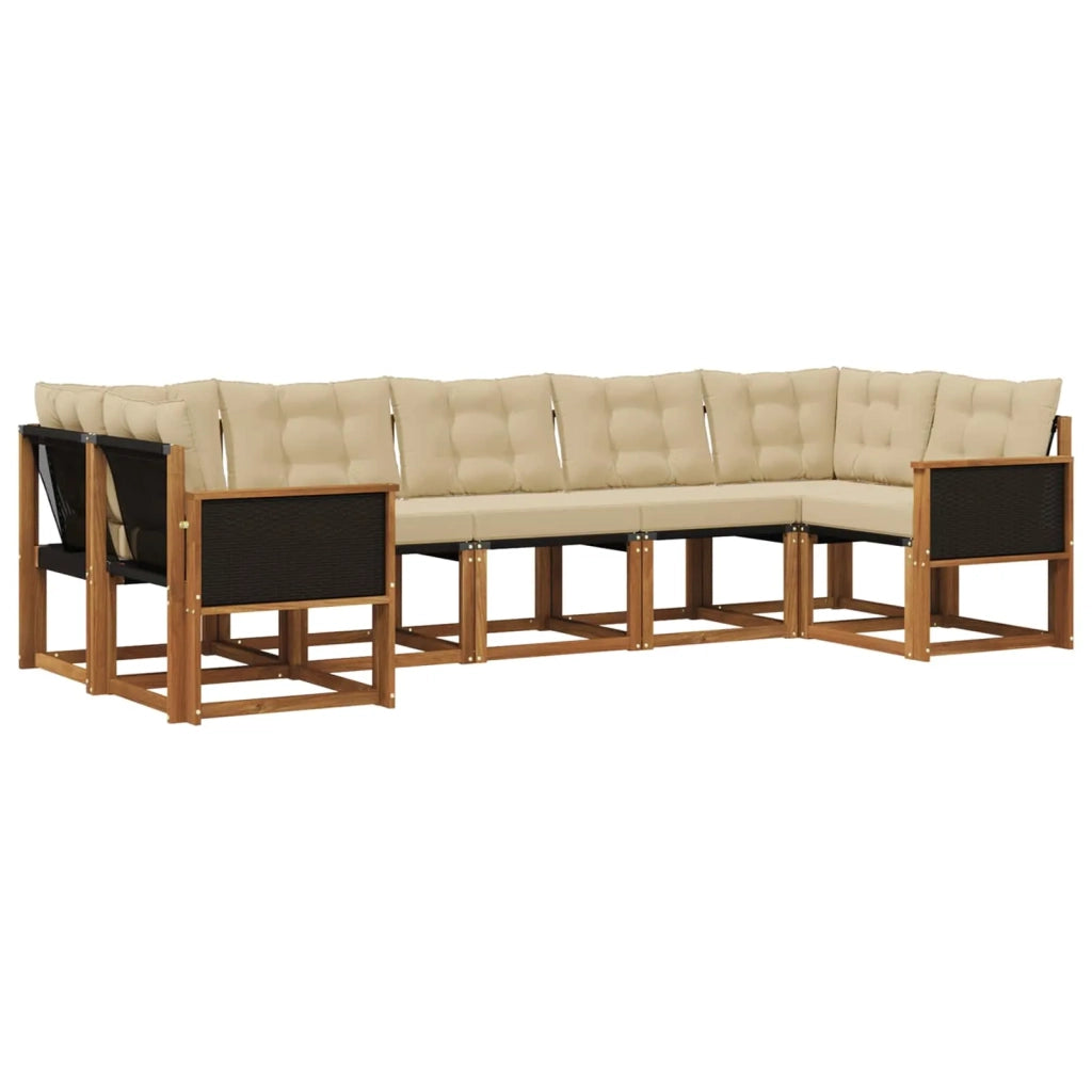 Set di divani da esterno 7 pz Naturale e Beige 3382185