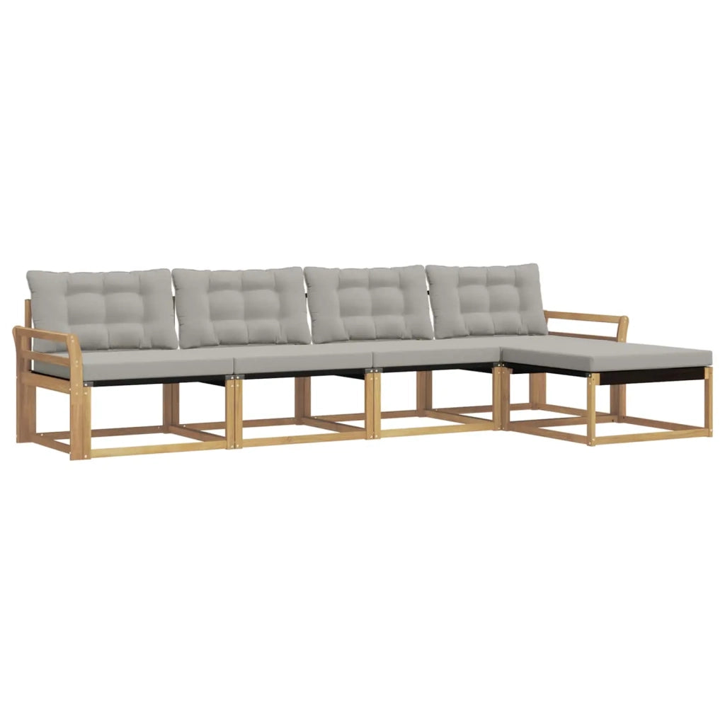 Set di divani da esterno 5 pz Bianco e Grigio Chiaro 3388589