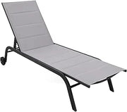 Lettino prendi sole in acciaio e tessuto con ruote diametro 12cm Cleo colore Grigio