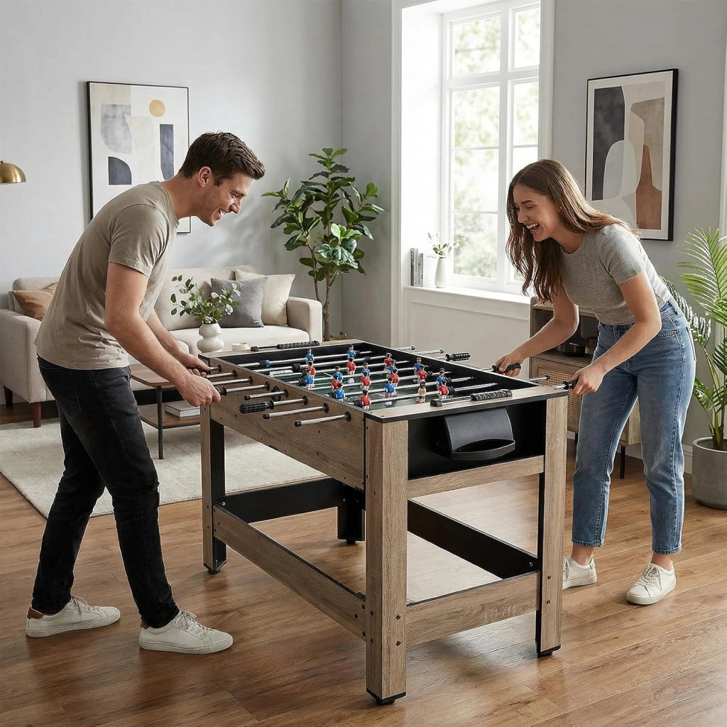 2 in 1 Calcio Balilla, Tavolo da Biliardo con 2 Palline, Stecche Triangolo Spazzola e Gessetti, Tavolo Multigioco per Casa Sala Giochi e Feste