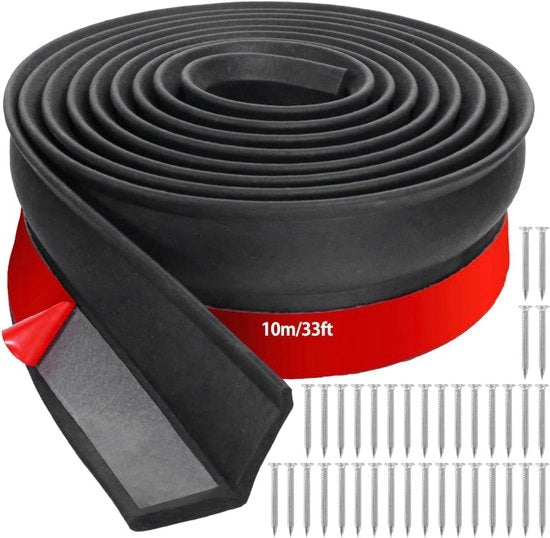Afdichtaggio garage 6m - striscia a doppio scopo in gomma per pavimento - striscia di riattacco - set di afdichtaggio con chiodi