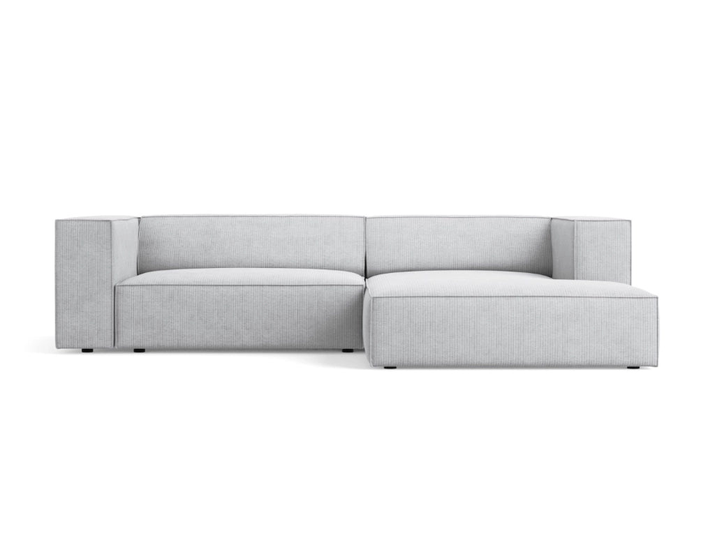 Cosmopolitan Design - Divano angolare destro "Arendal" 3 posti in ciniglia con effetto a coste grigio chiaro 
