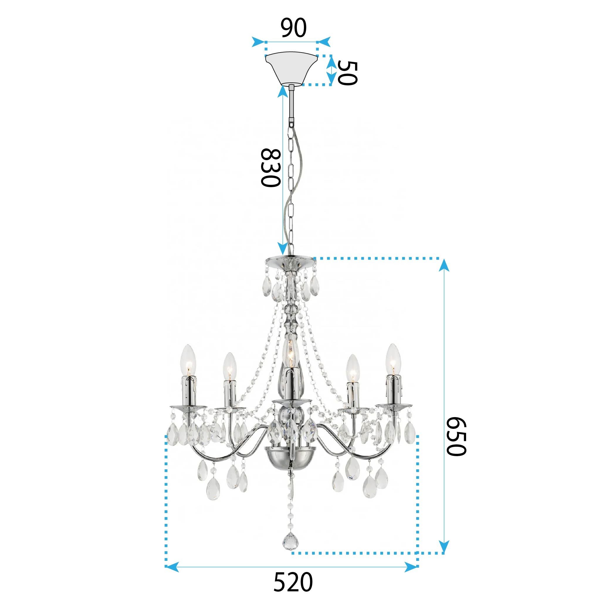 Lampada Da Soffitto Ebt014-5cp Chrome