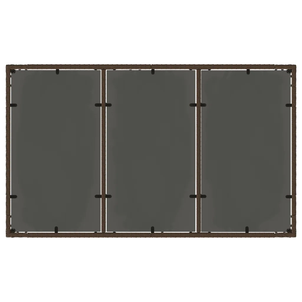 Tavolo Giardino Piano in Vetro Marrone 150x90x75 cm Polyrattan