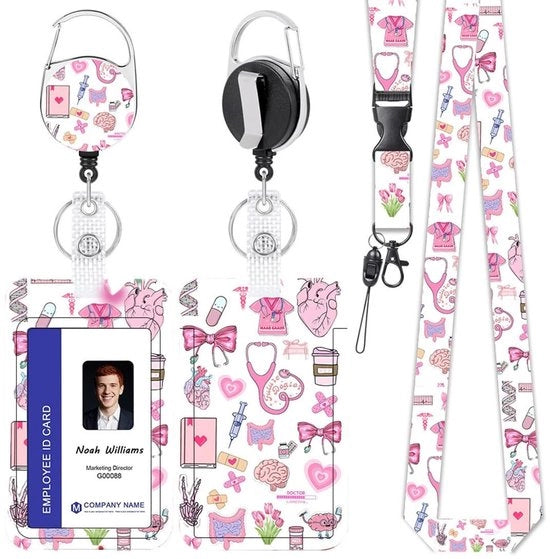 ID-kaarthouder universale con cinturino, corda di accesso, cinturino da chiave con grilletto, cinturino da chiave universale per donne, insegnanti, infermiere, medici, studenti