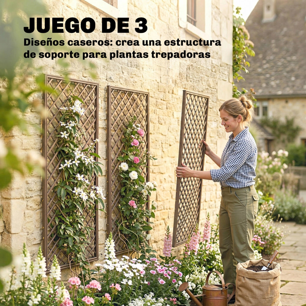 Set 3 Griglie Giardino Rattan Sostegno Piante Rampicanti ¨C Zephmum ¨C 43x112 cm Naturale