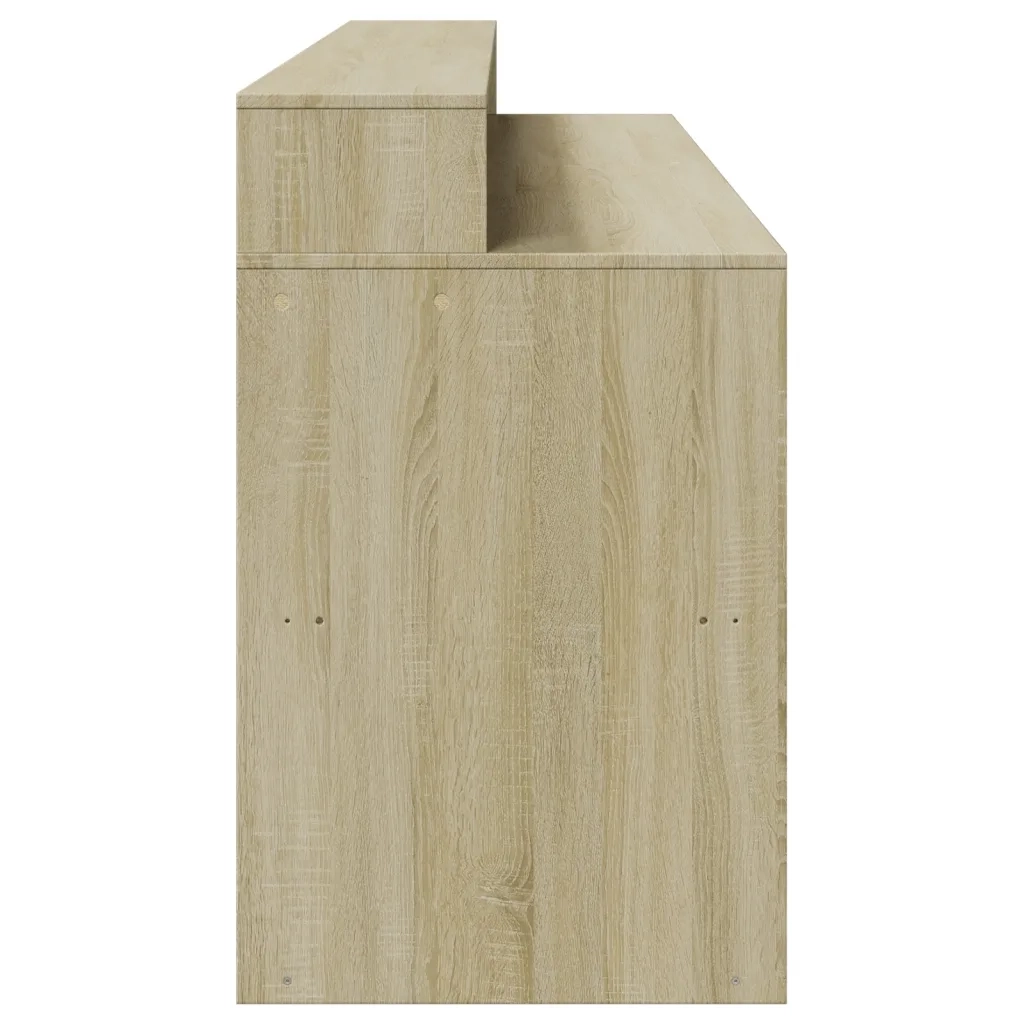 Scrivania con Luci LED Rovere Sonoma 200x55x91cm in Truciolato