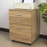 Cassettiera Scrivania Ufficio Legno MDF Mobiletto Stampante 3 Cassetti Quercia