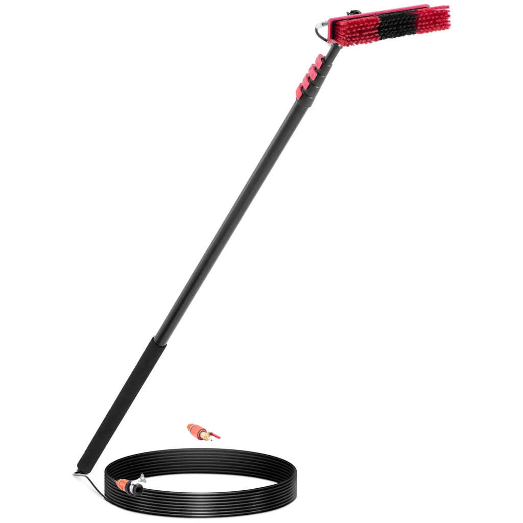 Puliscivetri telescopico professionale con alimentazione idrica per pannelli solari e finestre 1750 x 7200 mm alluminio PU ​​PP nero 14_0009233