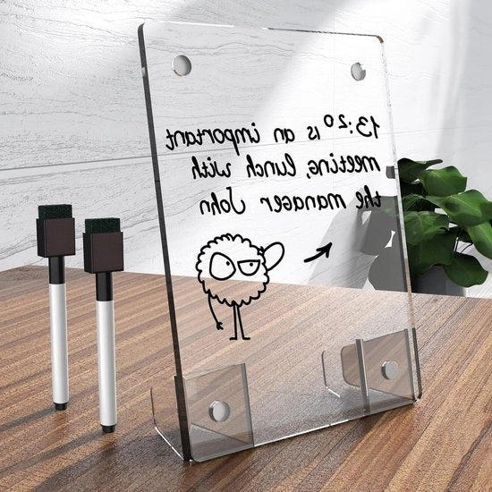 Pianificatore settimanale per tavolo 20 x 10 cm - Tavolo da ufficio senza cornice con superficie lavabile, stendardo magnetico flessibile e segni - Bianco - Accessori per ufficio per casa