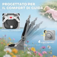 Triciclo per Bambini 6 in 1 con Maniglione di Spinta e Sedile Girevole, 111.5x52x98 cm, Nero