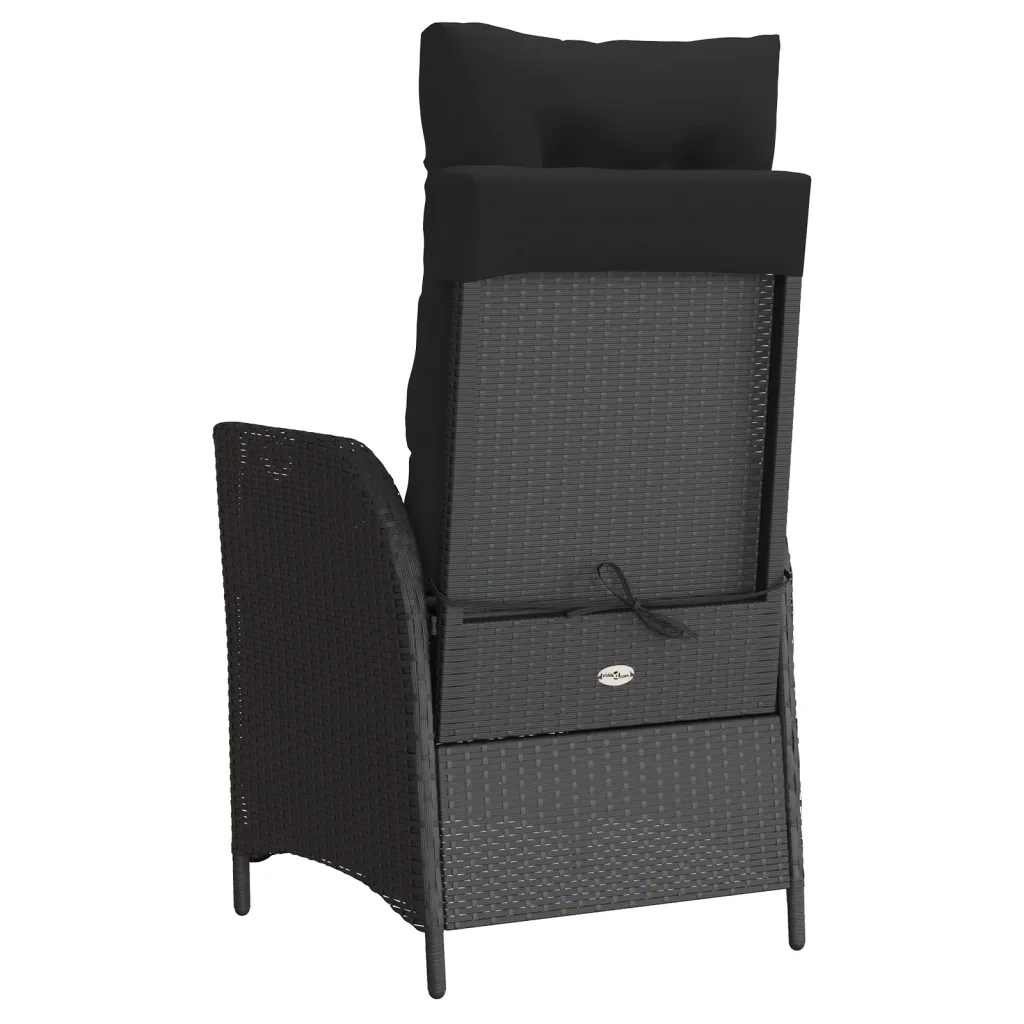 Sedie Reclinabili da Giardino 2 pz con Cuscini Nero Polyrattan 365265