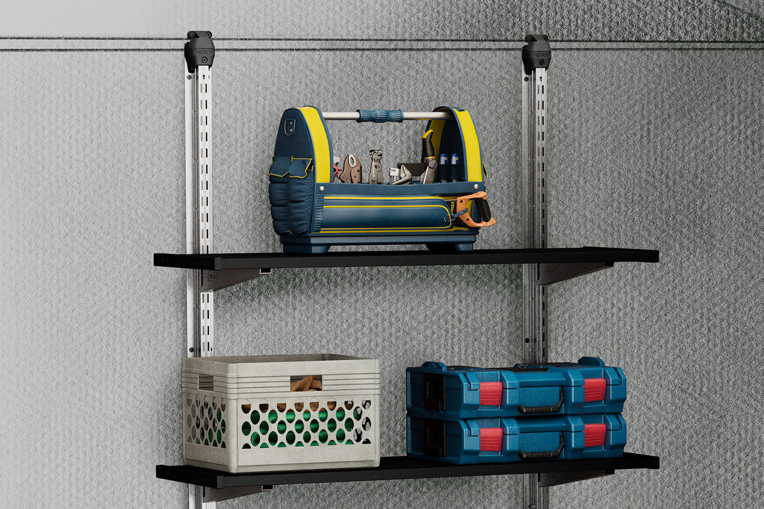 Scaffalatura 3 Ripiani per Casetta da Giardino 97x30 cm Altezza Regolabile Struttura in Metallo Keter Shelving Kit 100