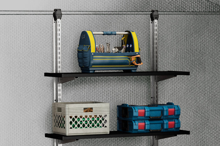 Scaffalatura 3 Ripiani per Casetta da Giardino 97x30 cm Altezza Regolabile Struttura in Metallo Keter Shelving Kit 100