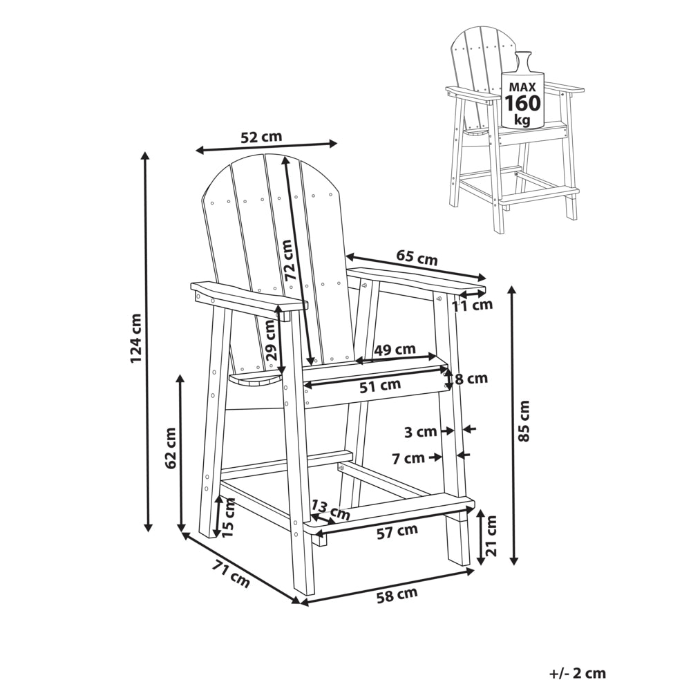 Sedia da bar da giardino in legno plastico grigio scuro resistente alle intemperie Stile moderno