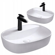 Lavabo da appoggio in ceramica bianca lucida, ovale, 60x40 cm