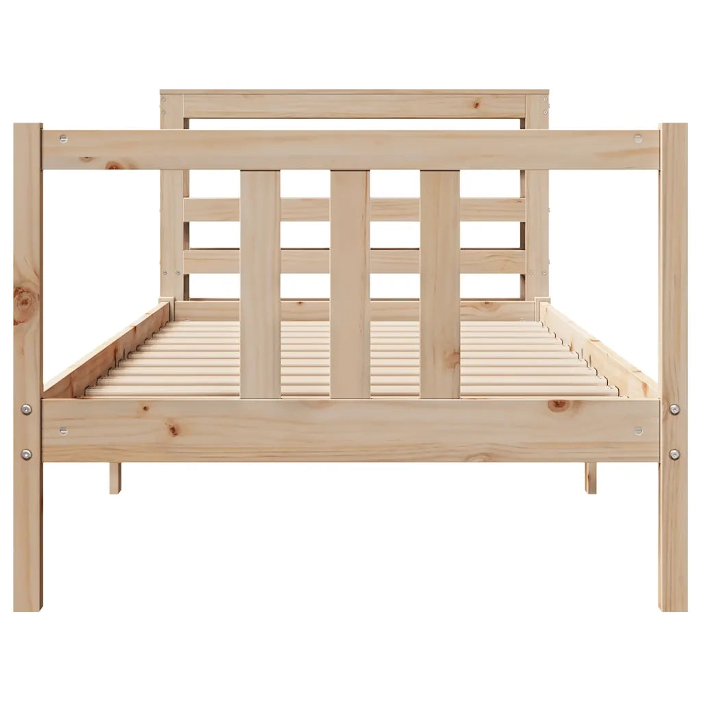 Giroletto con Testiera 75x190 cm in Legno Massello di Pino 3305953