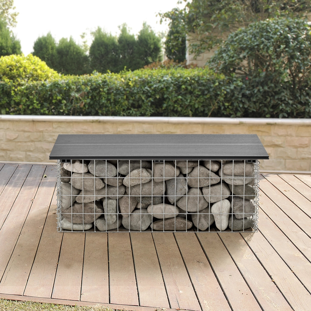 Panchina Gabbione Metallico con Seduta in WPC 100 x 30 x 45 cm - Grigio pro.tec