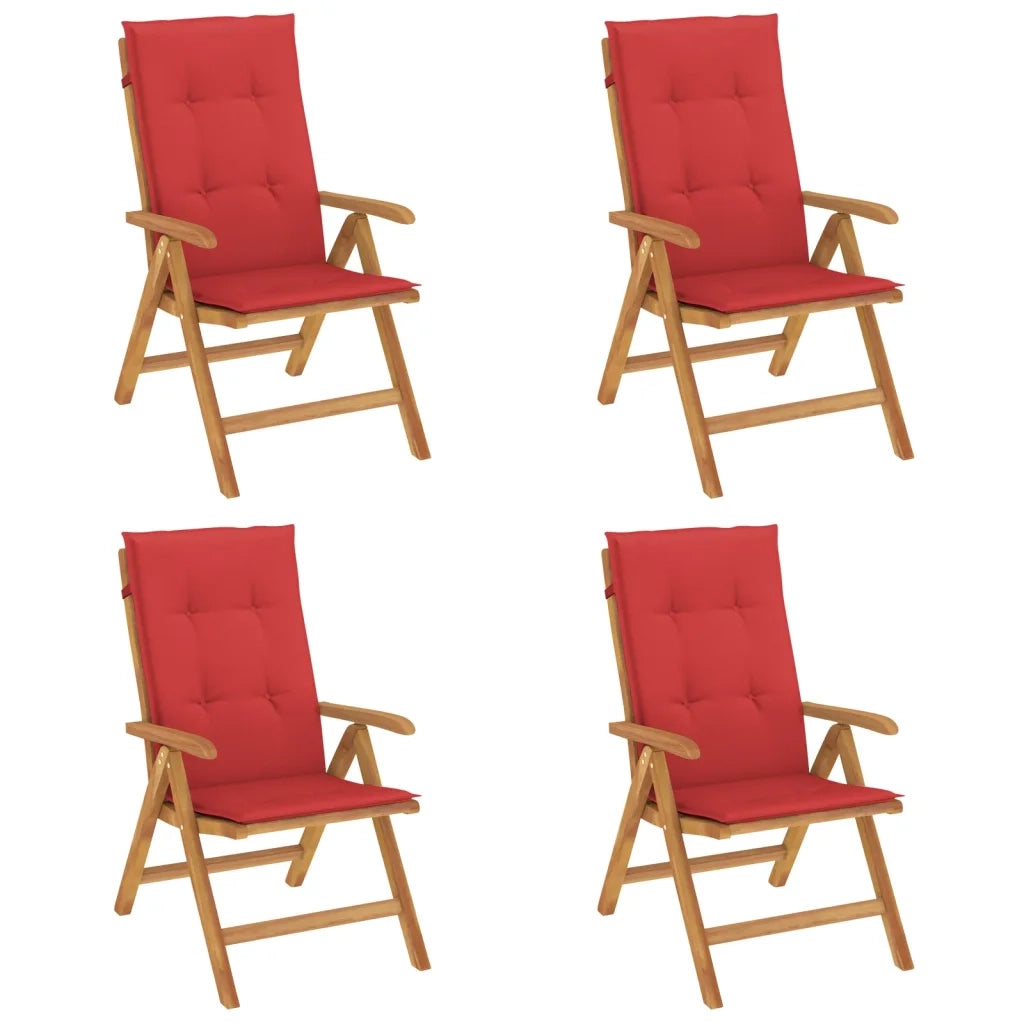 Sedie da Giardino Reclinabili con Cuscini 4 pz in Legno di Teak 3196469