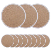 Sottobicchieri in juta 12 pcs Naturale e Bianco Ø 30 cm 42012319