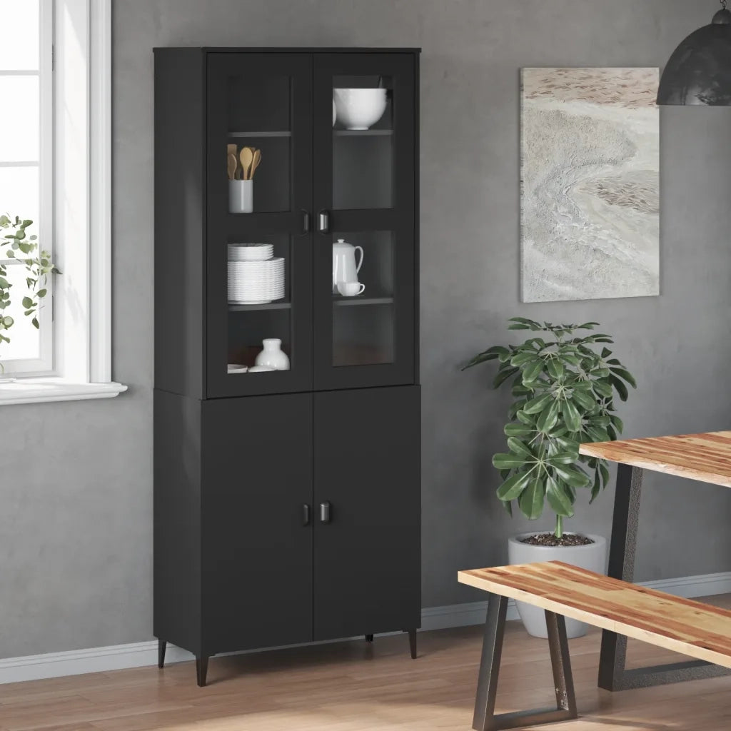 Piano per Credenza | Madia | Buffet da pranzo | Armadio da pranzo VIKEN Nero in Legno Multistrato