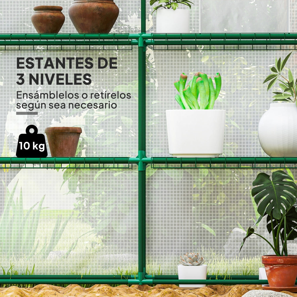 Serra da Giardino con 12 Ripiani Porta a Rullo ¨C zephmum ¨C 140x213x190 cm Bianco