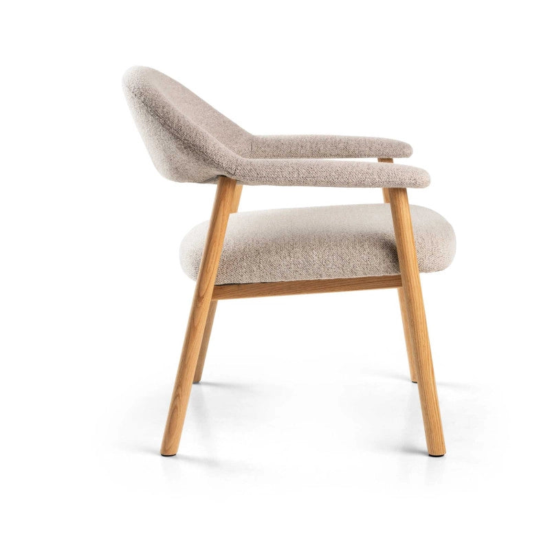 Poltrona Relax Arya Tessuto Sabbia Struttura Legno Rovere Cm 70x70,5h45/76